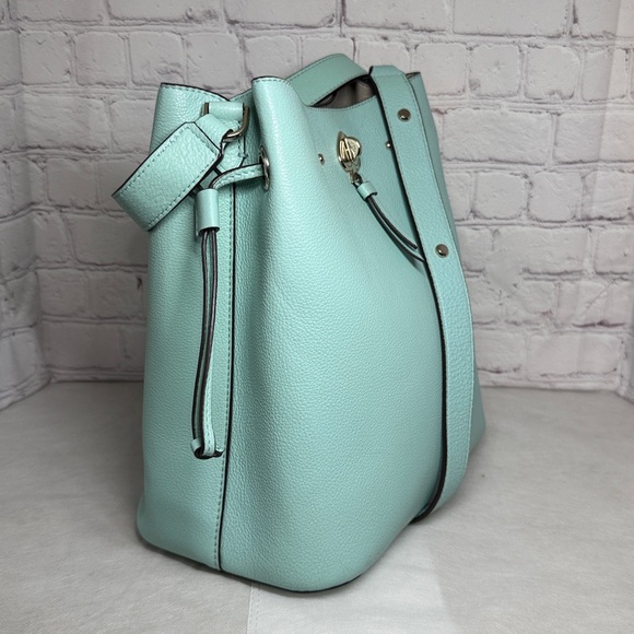 Kate Spade New York Marti Large “Blue Glow” Bucket Bag Silver Turn Lock Closure - Picture 3 of 13